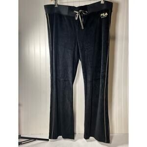 Fila Sport Track Pants Black Velour Excellent Condition XL  90’s Vintage